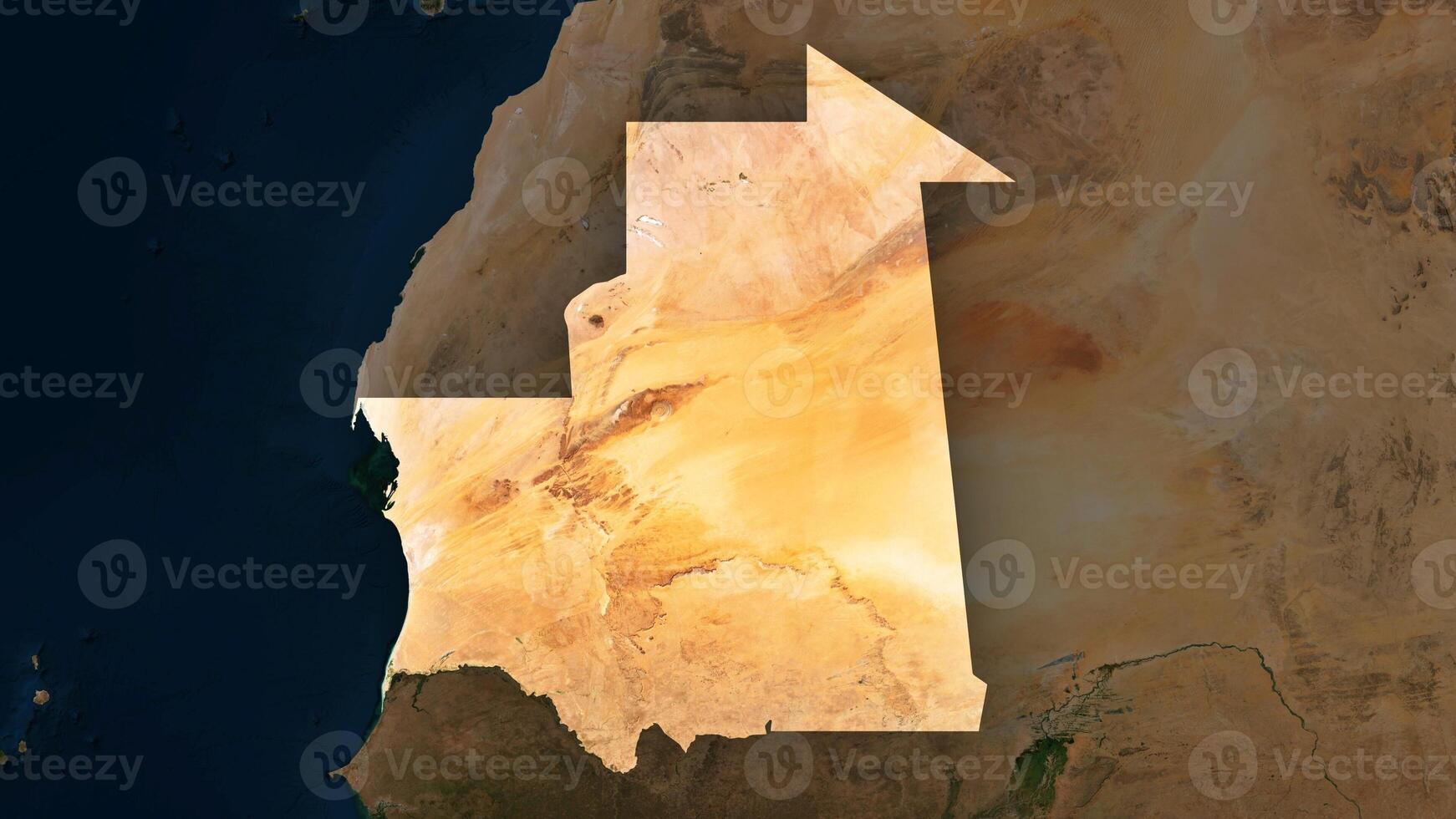 4K Mauritania Territory Map in North Africa, High Resolution Satellite View, Widescreen 4K Resolution photo