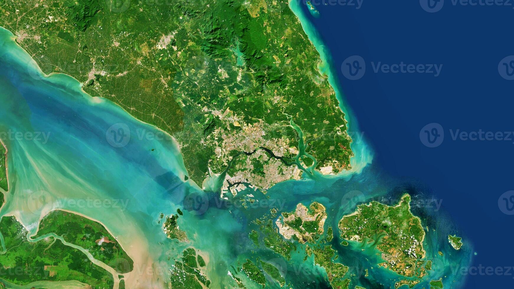 4K Singapore, Malaysia and Indonesia Country, High Resolution Satellite View With No Border, Widescreen 4K Resolution photo
