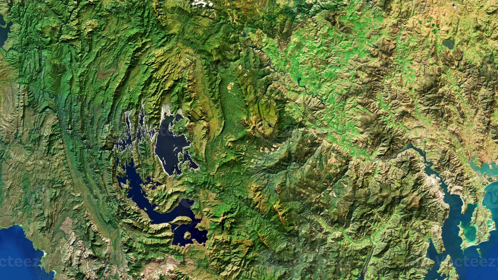 4K Gordon and Pedder Lake of Tasmania Island Map, High Resolution Satellite View With No Border, Widescreen 4K Resolution photo