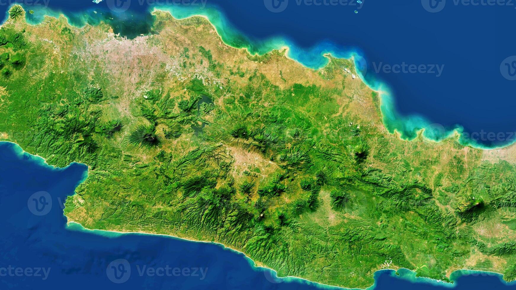 4K West Java Province Map Of Indonesia, High Resolution Satellite View With No Border, Widescreen 4K Resolution photo