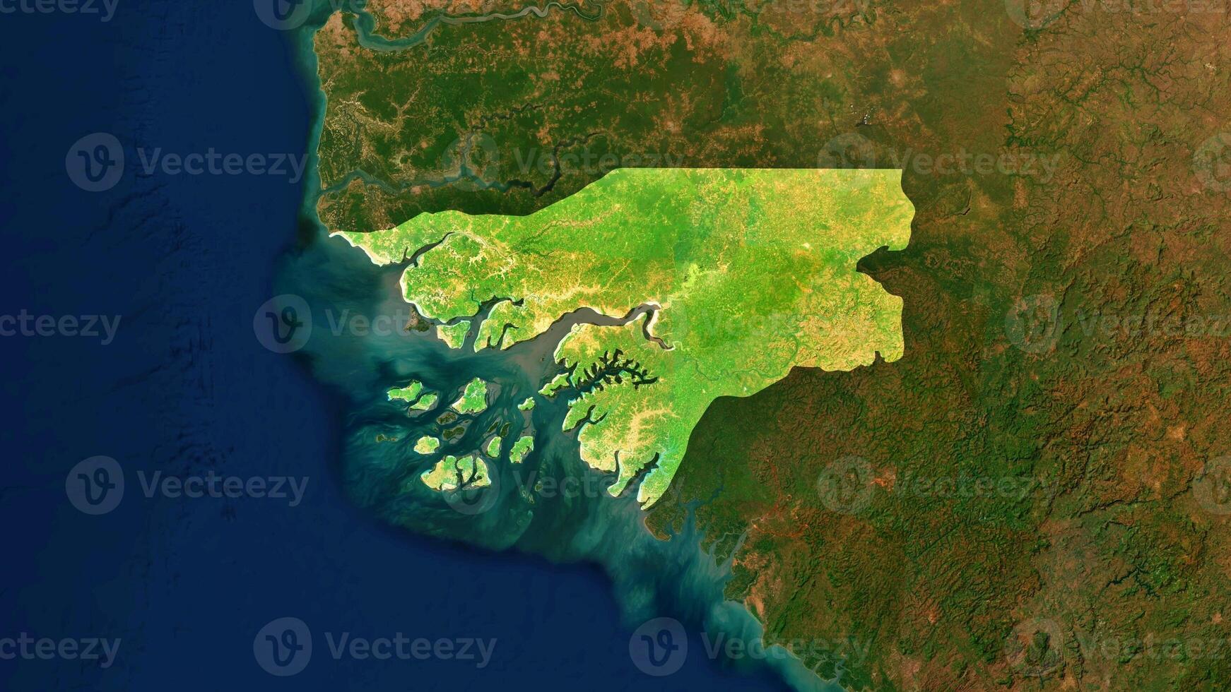 4K Guinea Bissau Territory Map in Africa, High Resolution Satellite View, Widescreen 4K Resolution photo