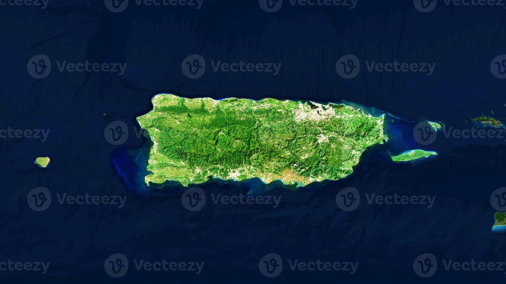 4K Puerto Rico Territory Map in Caribbean Sea, High Resolution Satellite View, Widescreen 4K Resolution photo