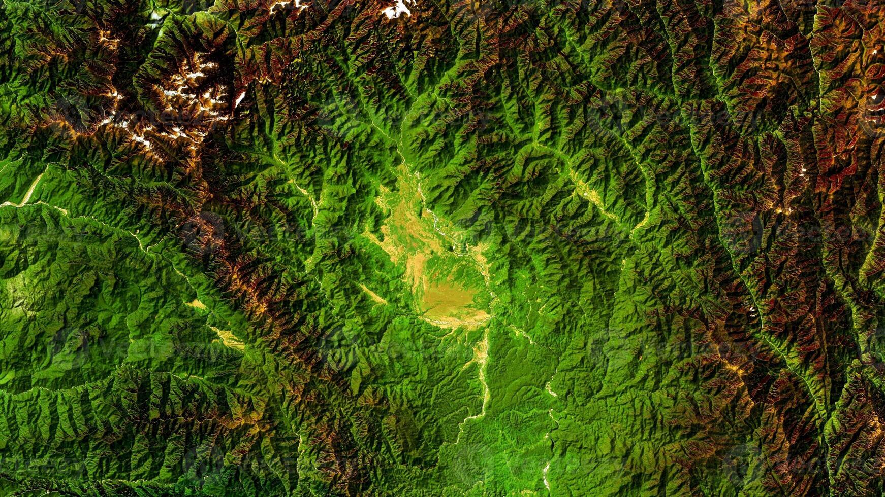 4K Amazing Valley in Myanmar Map, High Resolution Satellite View With No Border, Widescreen 4K Resolution photo