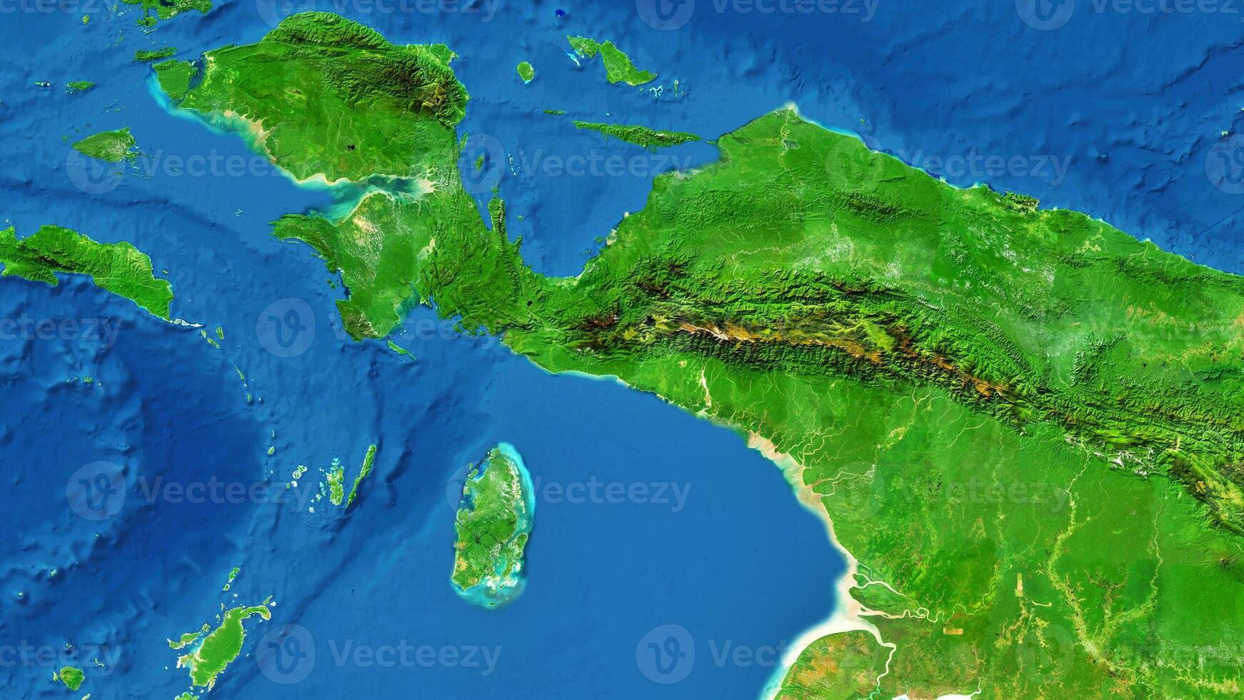 4K Papua Map Of Indonesia, High Resolution Satellite View With No Border, Widescreen 4K Resolution photo