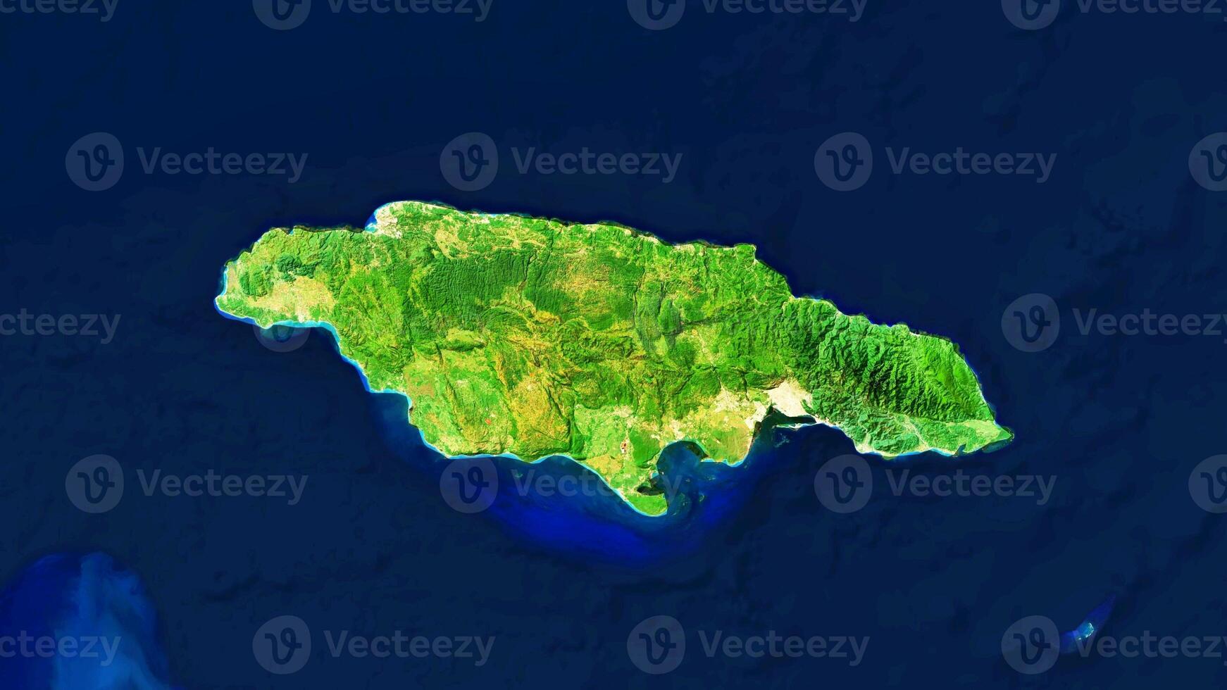 4K Jamaica Territory Map in Caribbean Sea, High Resolution Satellite View, Widescreen 4K Resolution photo