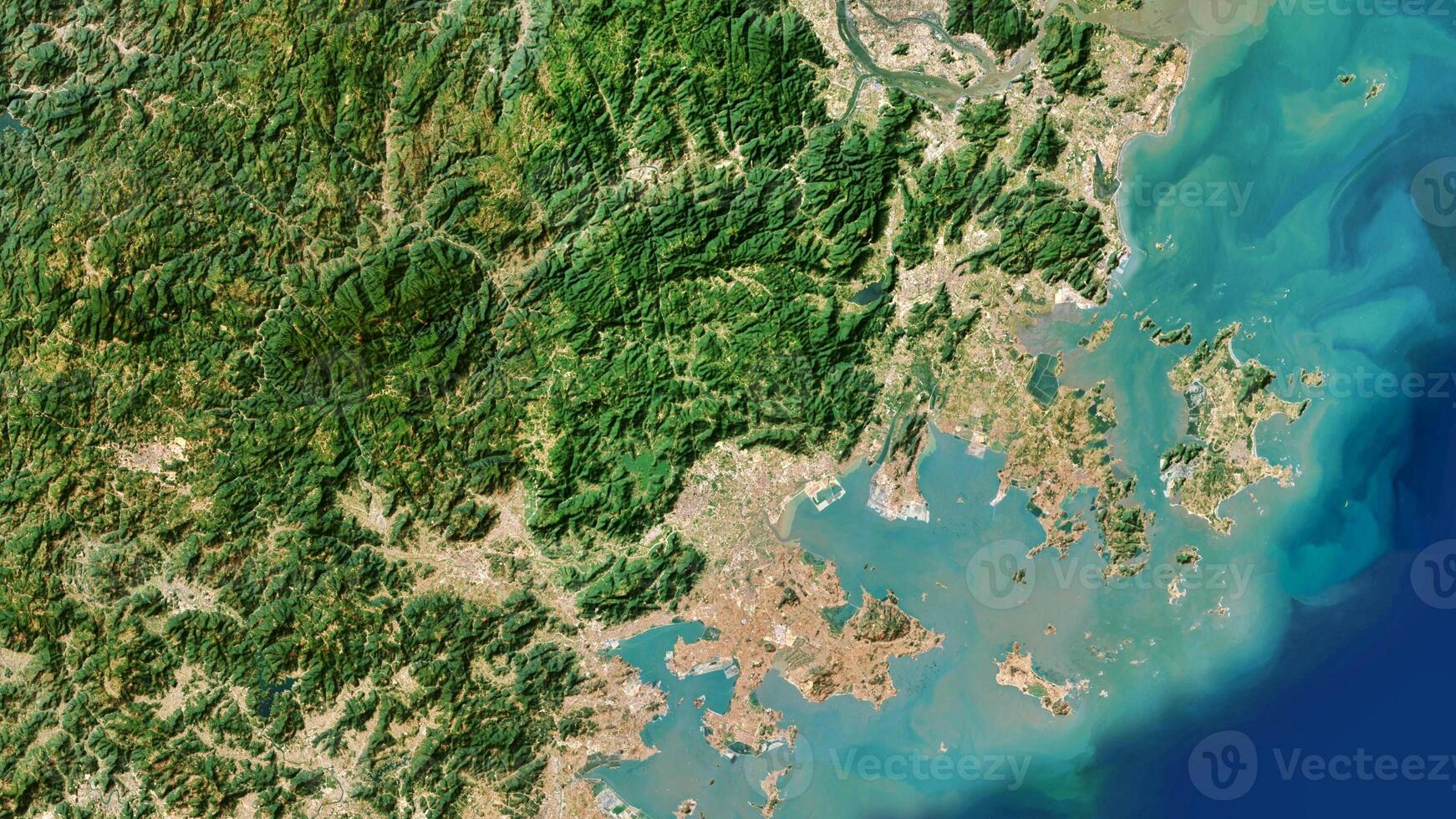 4K Gangtouzhen of China Map, High Resolution Satellite View With No Border, Widescreen 4K Resolution photo