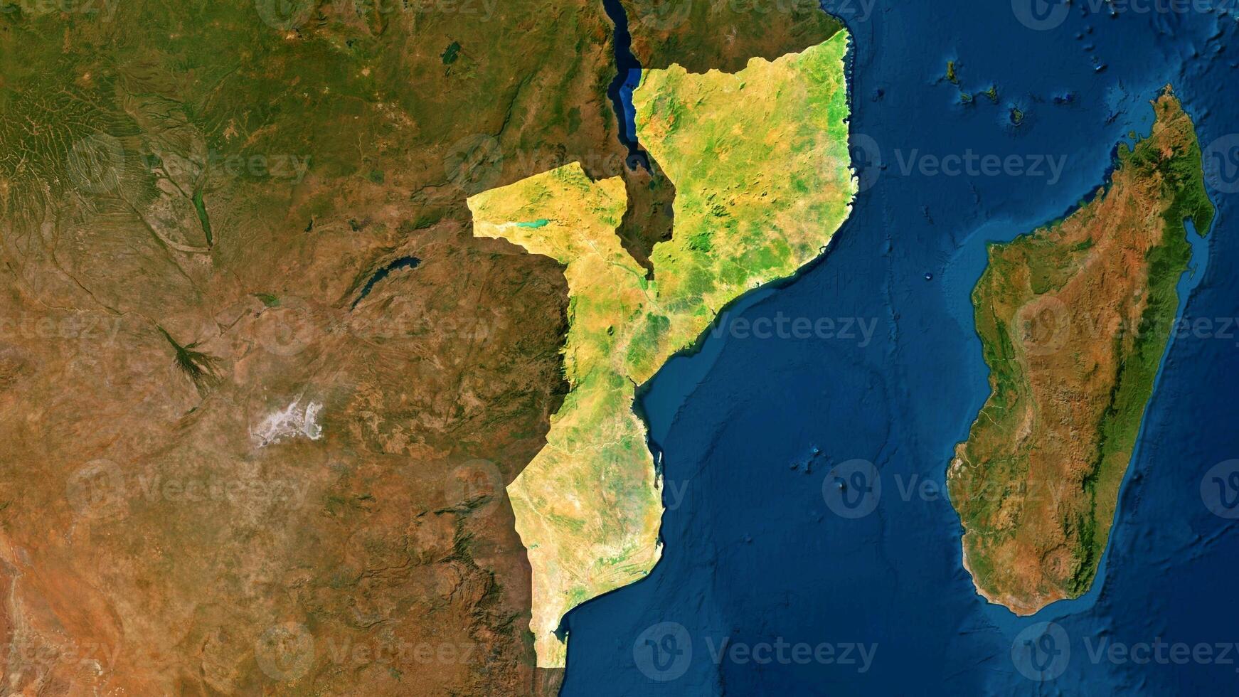 4K Mozambique Territory Map in Africa, High Resolution Satellite View, Widescreen 4K Resolution photo