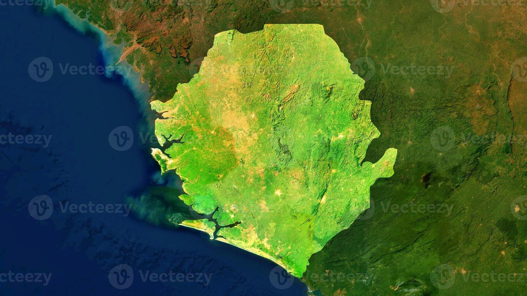 4K Sierra Leone Territory Map in Africa, High Resolution Satellite View, Widescreen 4K Resolution photo