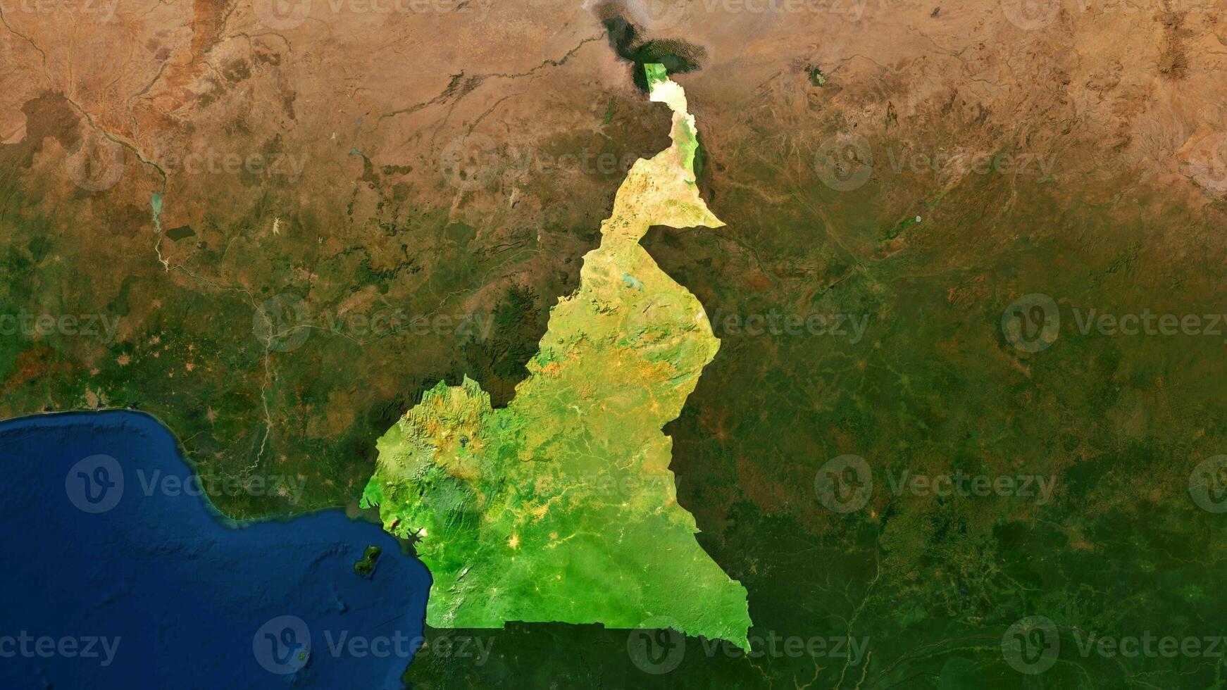 4K Cameroon Territory Map in Africa, High Resolution Satellite View, Widescreen 4K Resolution photo