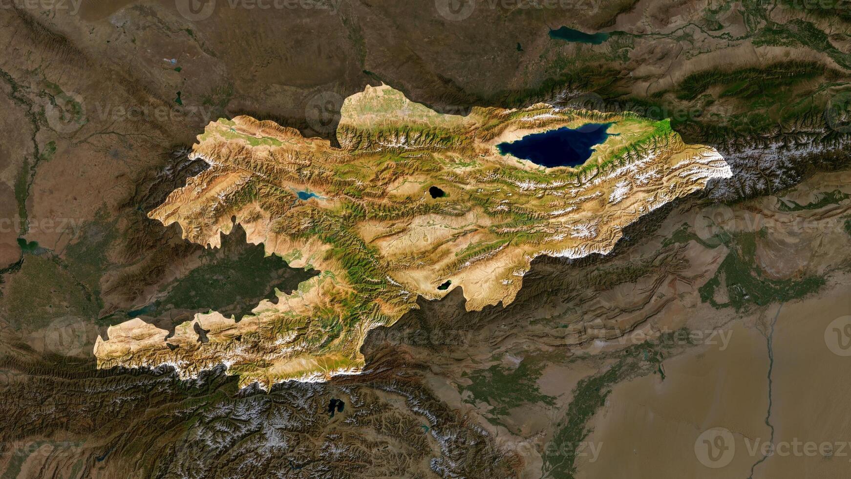 4K Kyrgyzstan Territory Map in Asia, High Resolution Satellite View, Widescreen 4K Resolution photo