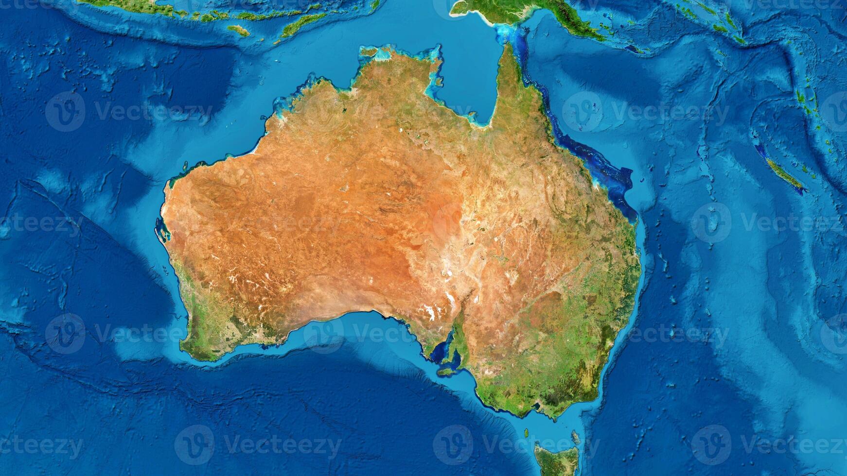 8K Australia Continent Map, High Resolution Satellite View With No Border, Widescreen 8K Resolution photo
