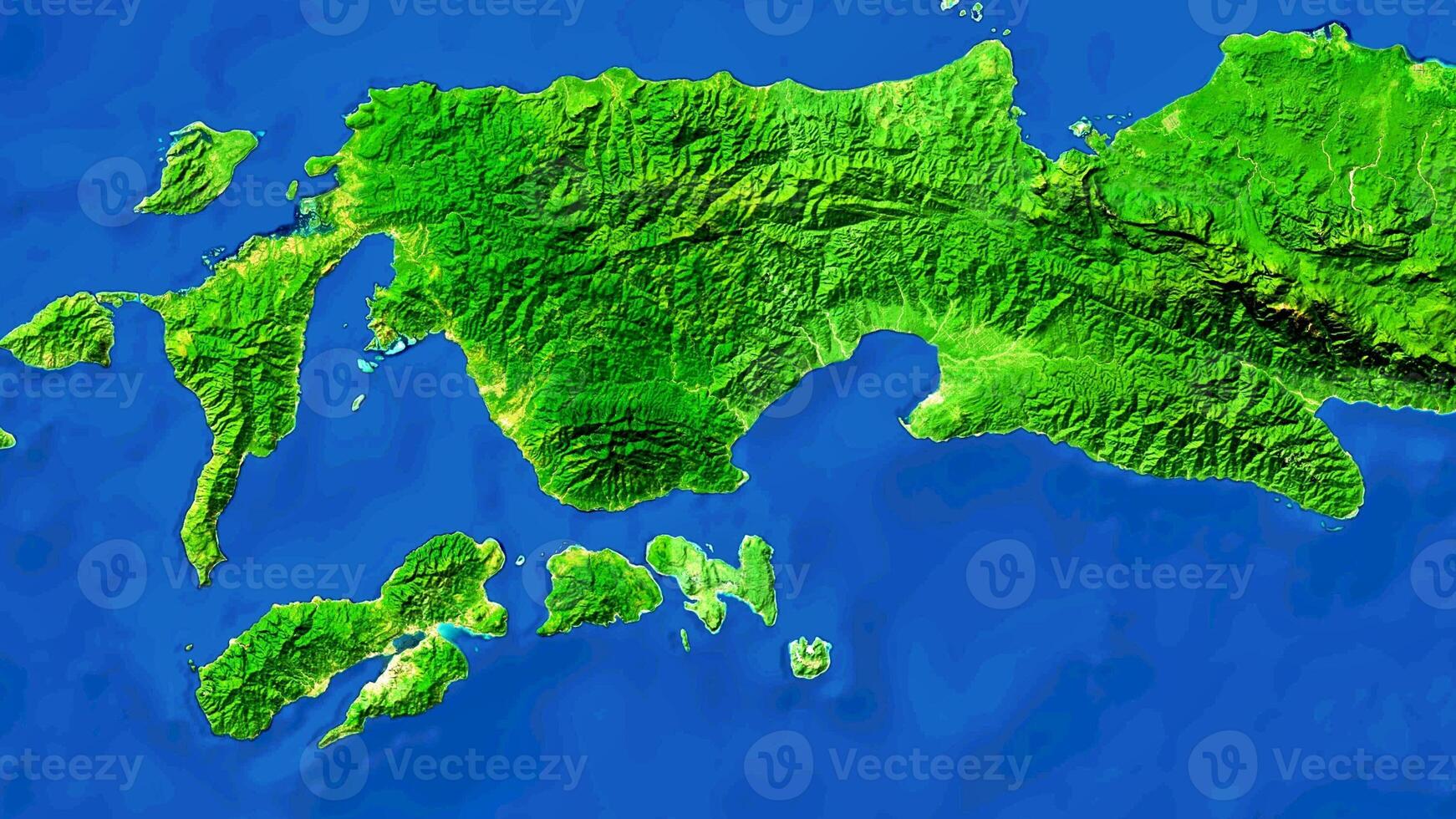 4K Ambon of Maluku Indonesia Map, High Resolution Satellite View With No Border, Widescreen 4K Resolution photo