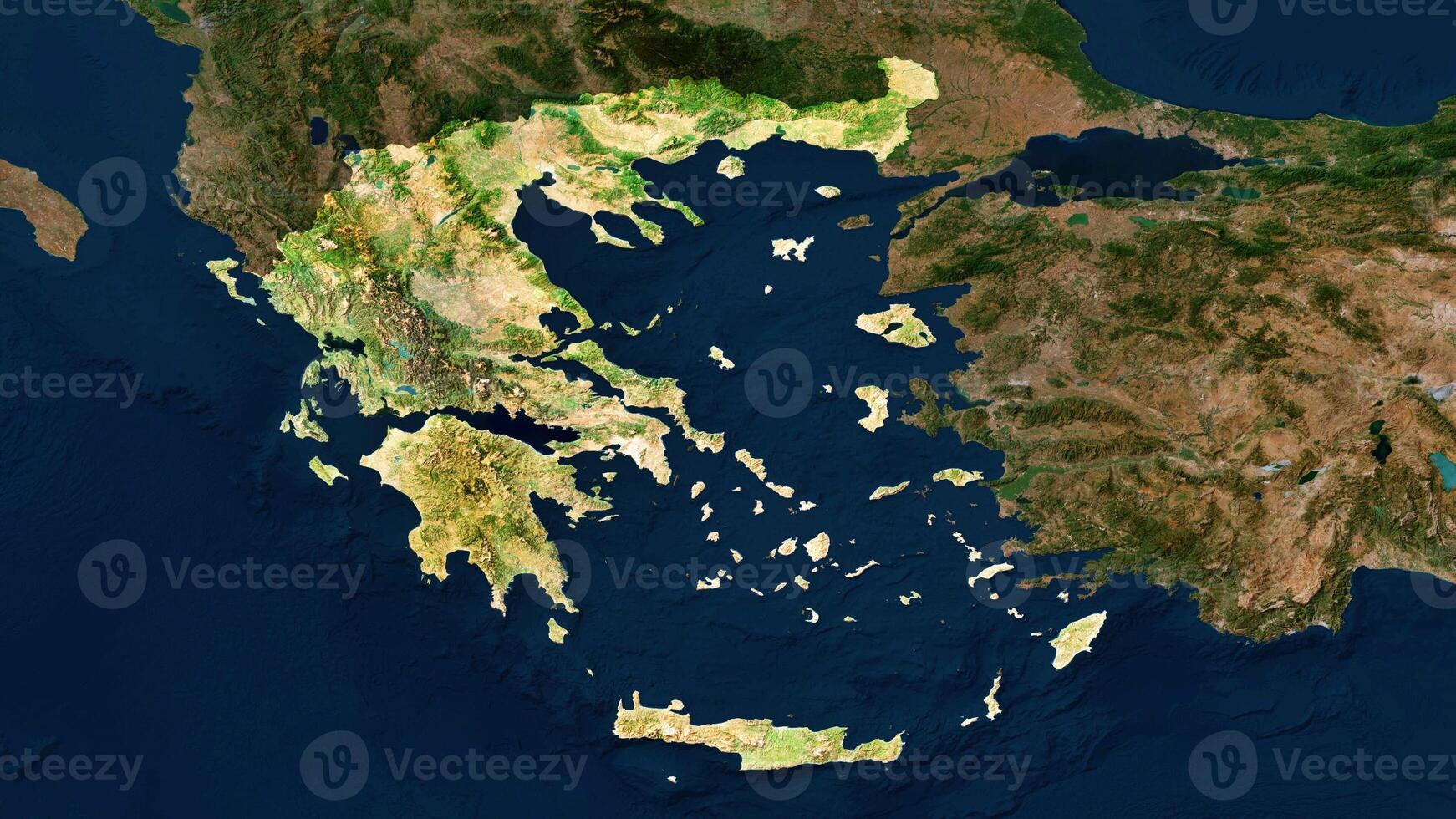 4K Greece Territory Map in Europe, High Resolution Satellite View, Widescreen 4K Resolution photo