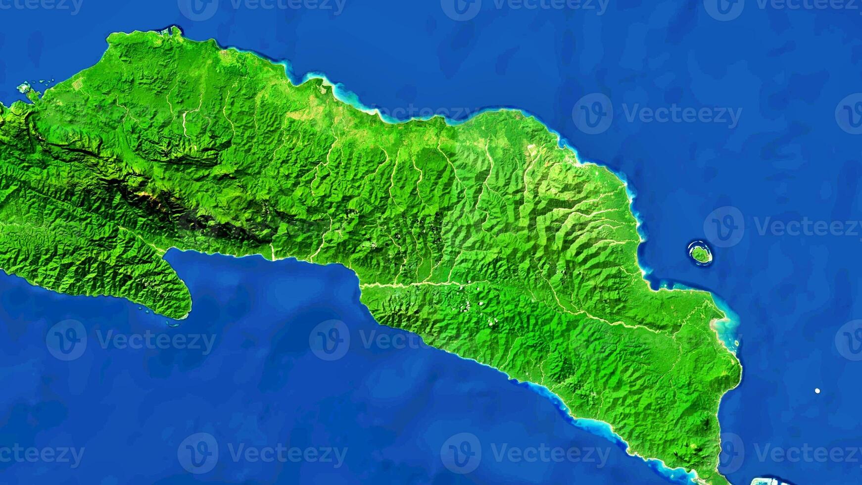 4K Seram Island of Maluku Indonesia Map, High Resolution Satellite View With No Border, Widescreen 4K Resolution photo
