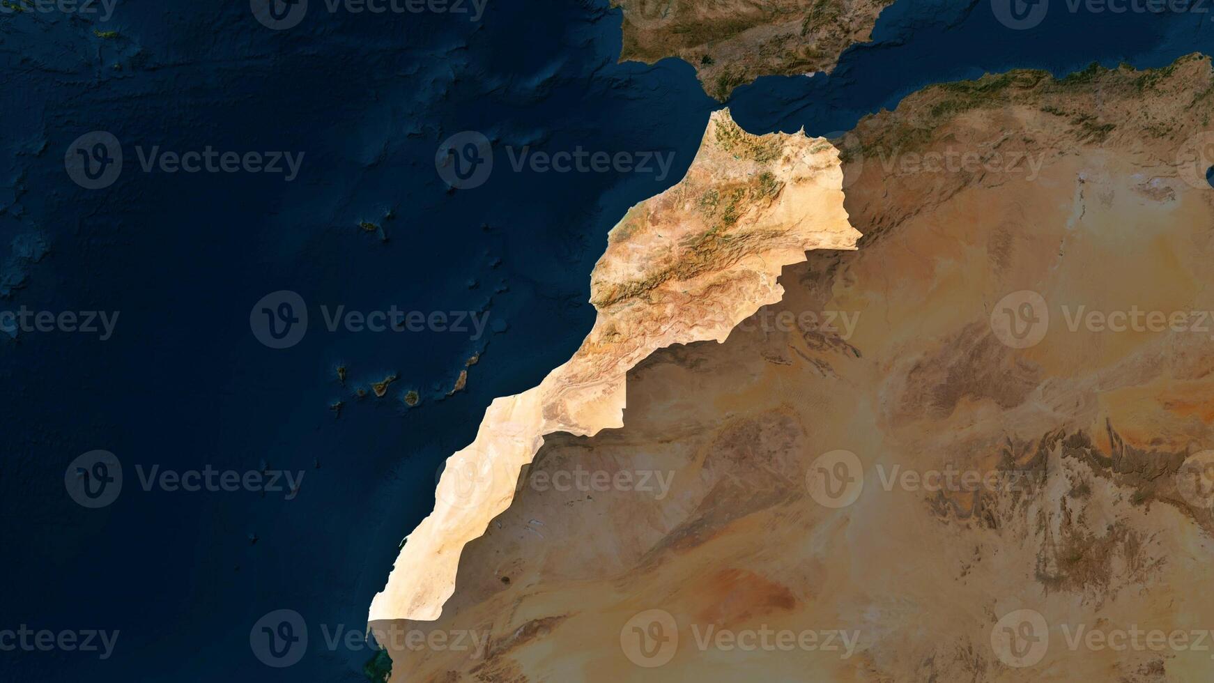 4K Morocco Territory Map in Africa, High Resolution Satellite View, Widescreen 4K Resolution photo