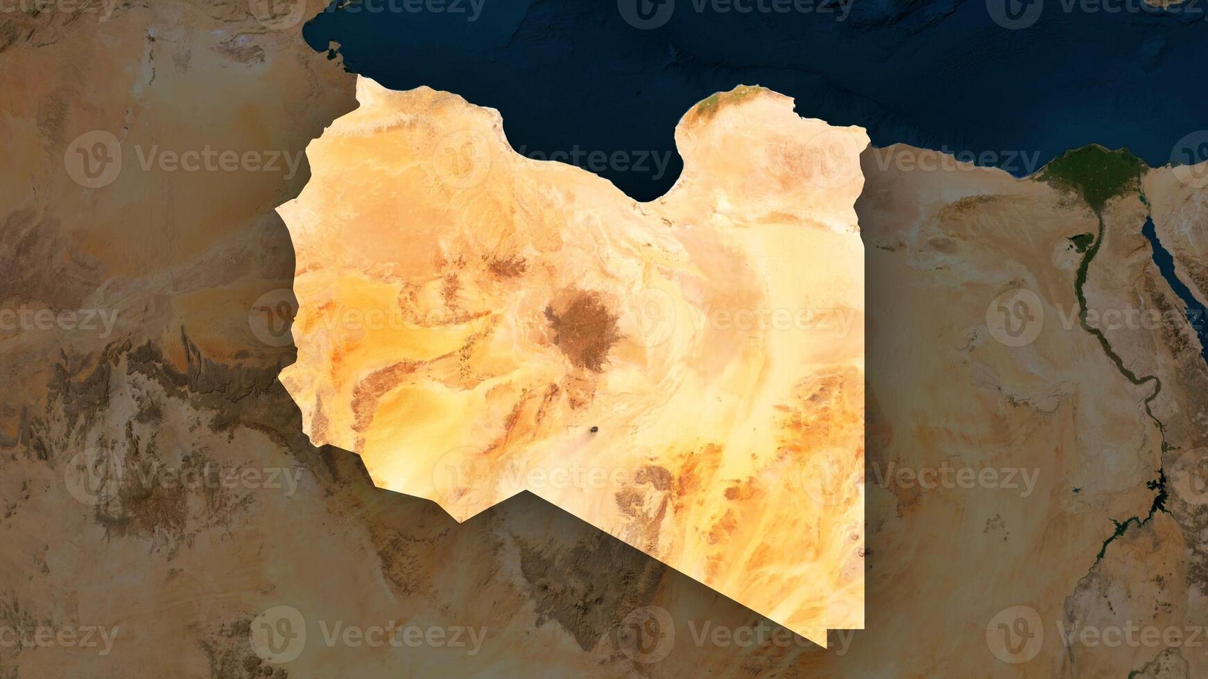 4K Libya Territory Map in Africa, High Resolution Satellite View, Widescreen 4K Resolution photo