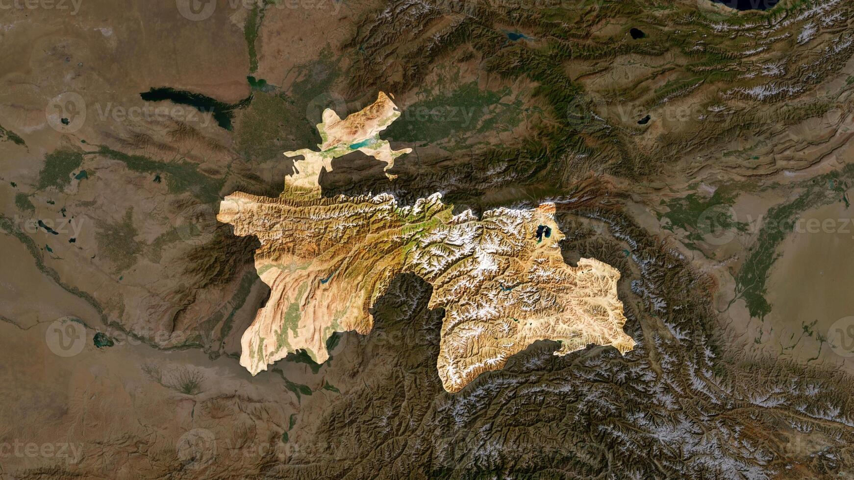 4K Tajikistan Territory Map in Asia, High Resolution Satellite View, Widescreen 4K Resolution photo
