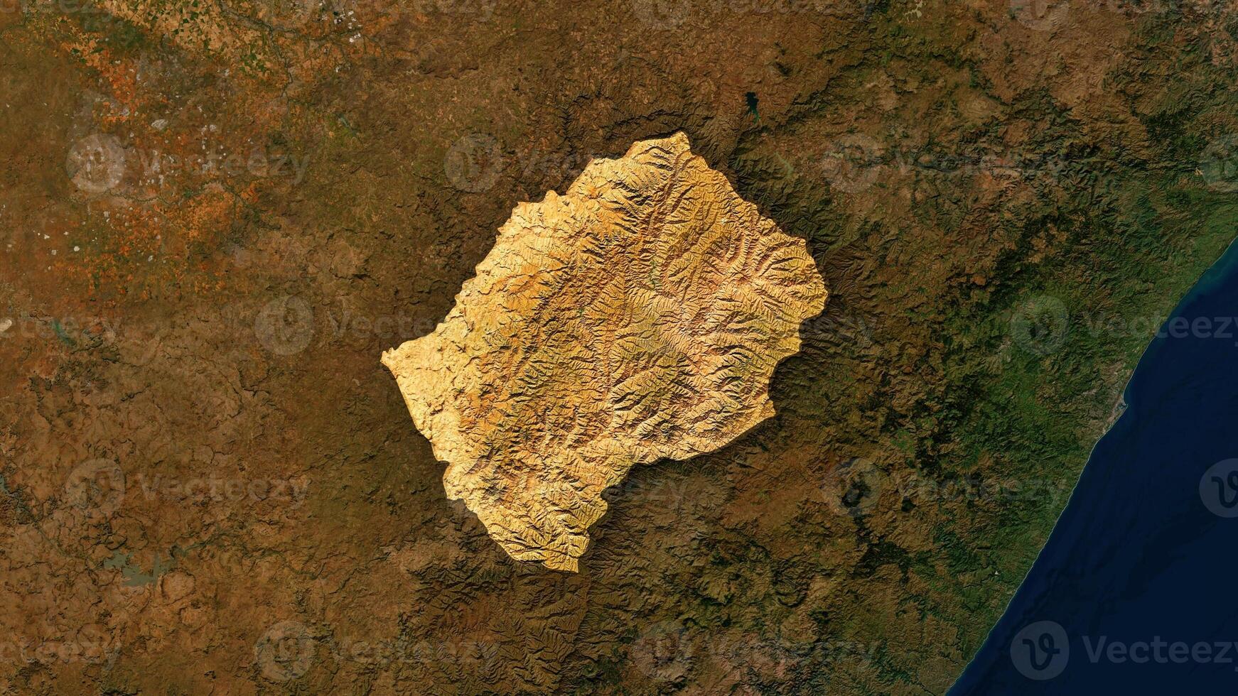 4K Lesotho Territory Map in Africa, High Resolution Satellite View, Widescreen 4K Resolution photo