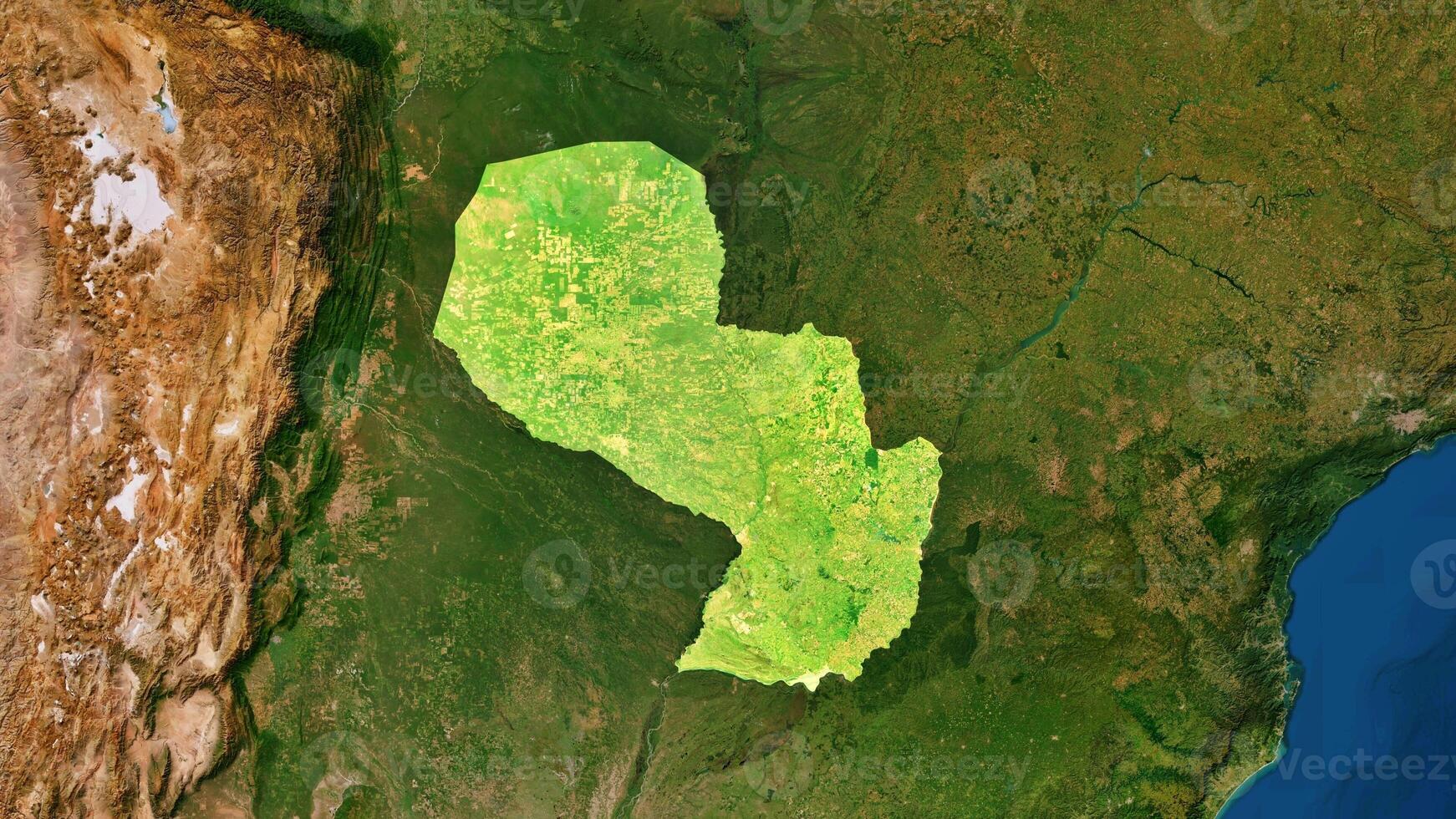 4K Paraguay Territory Map in South America, High Resolution Satellite View, Widescreen 4K Resolution photo