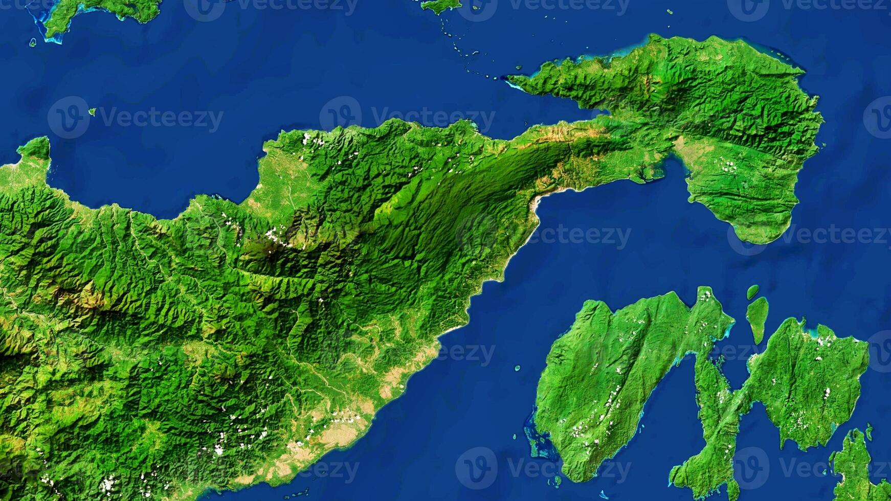 4K Luwuk of Celebes Indonesia Map, High Resolution Satellite View With No Border, Widescreen 4K Resolution photo