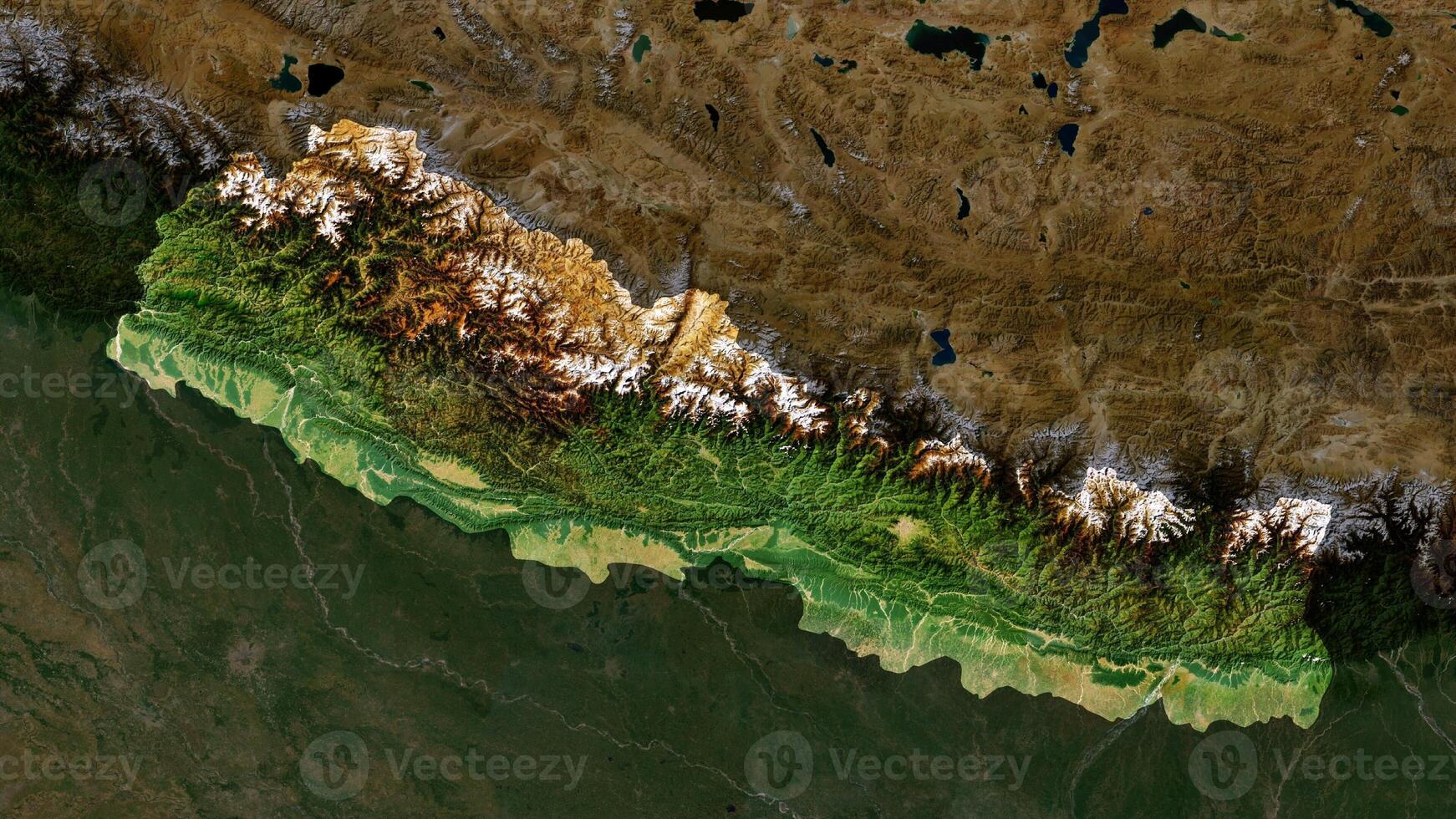 4K Nepal Territory Map in Asia, High Resolution Satellite View, Widescreen 4K Resolution photo
