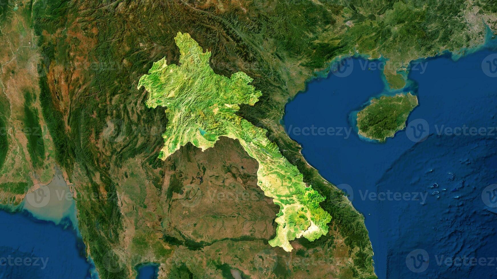 4K Laos Territory Map in Asia, High Resolution Satellite View, Widescreen 4K Resolution photo