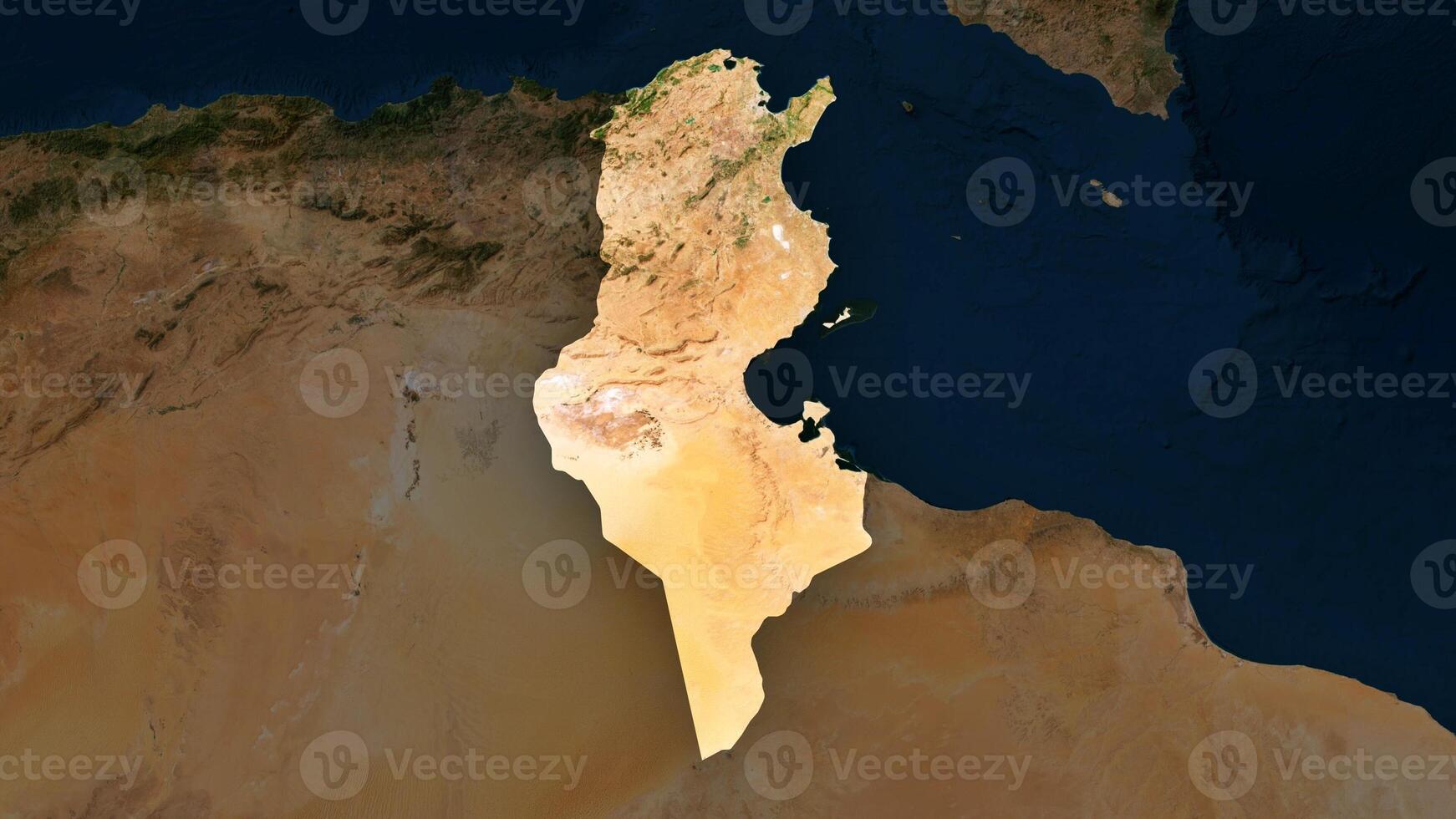 4K Tunisia Territory Map in Africa, High Resolution Satellite View, Widescreen 4K Resolution photo