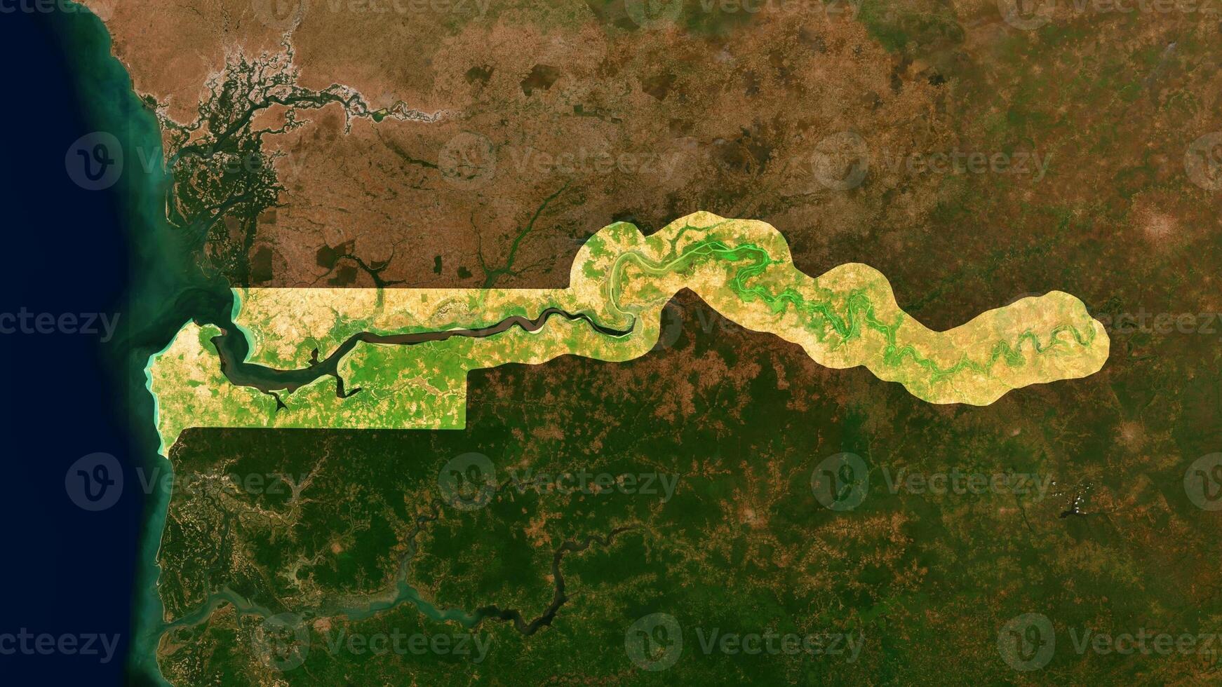 4K Gambia Territory Map in Africa, High Resolution Satellite View, Widescreen 4K Resolution photo