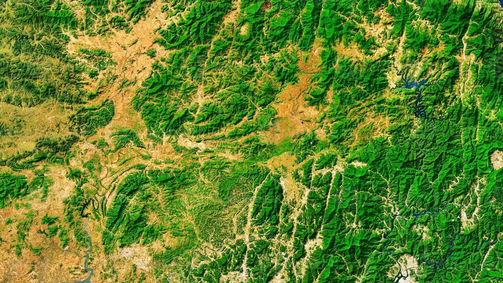 4K Scenic Border of South and North Korea Map, High Resolution Satellite View With No Border, Widescreen 4K Resolution photo