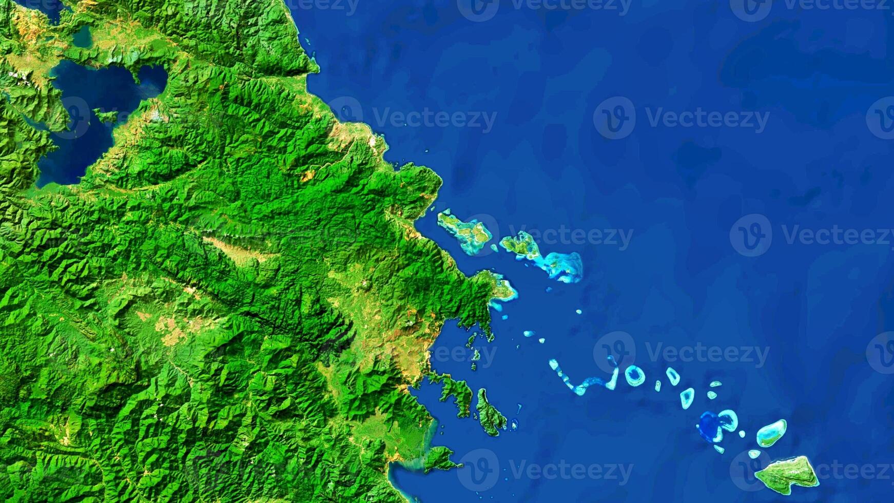 4K Towuti Lake of Celebes Indonesia Map, High Resolution Satellite View With No Border, Widescreen 4K Resolution photo