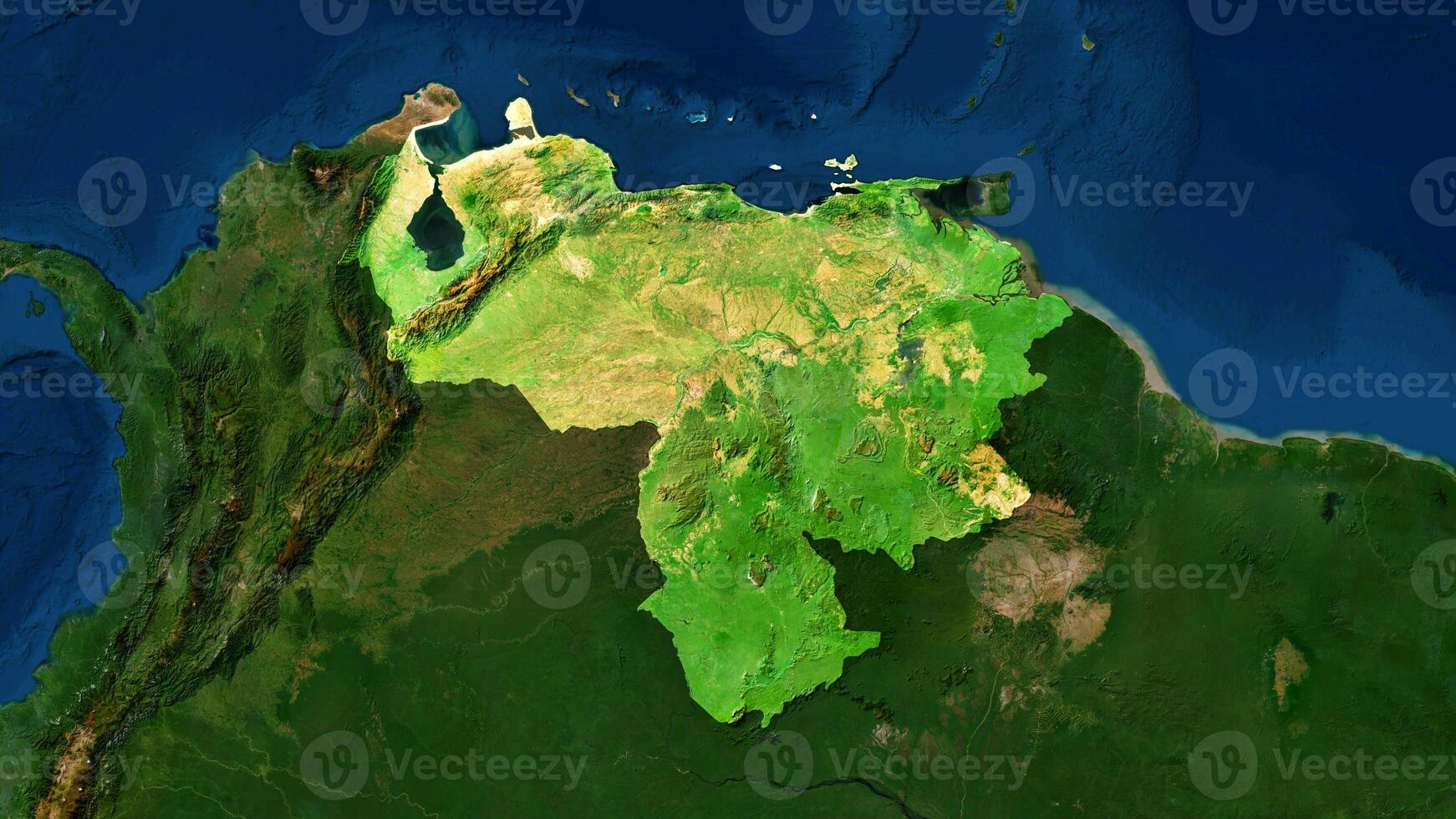 4K Venezuela Territory Map in South America, High Resolution Satellite View, Widescreen 4K Resolution photo