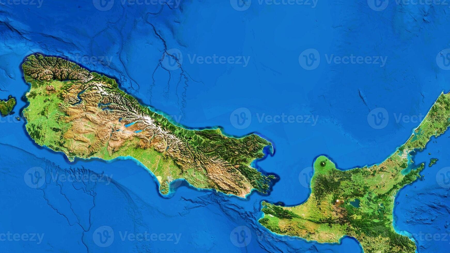 4K New Zealand Map, High Resolution Satellite View With No Border, Widescreen 4K Resolution photo