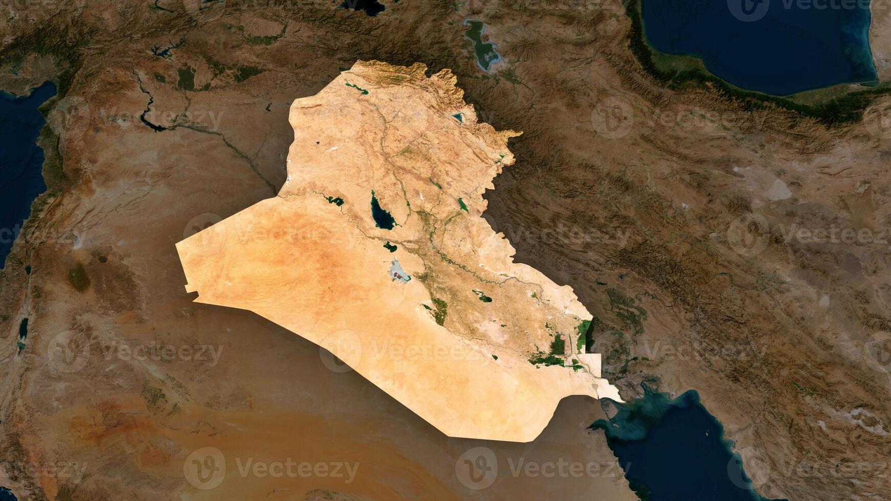 4K Iraq Territory Map in Asia, High Resolution Satellite View, Widescreen 4K Resolution photo