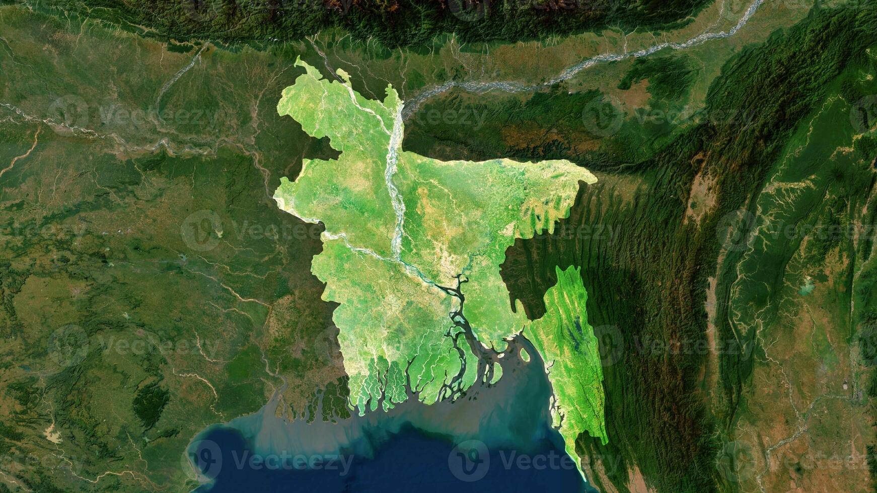 4K Bangladesh Territory Map in Asia, High Resolution Satellite View, Widescreen 4K Resolution photo