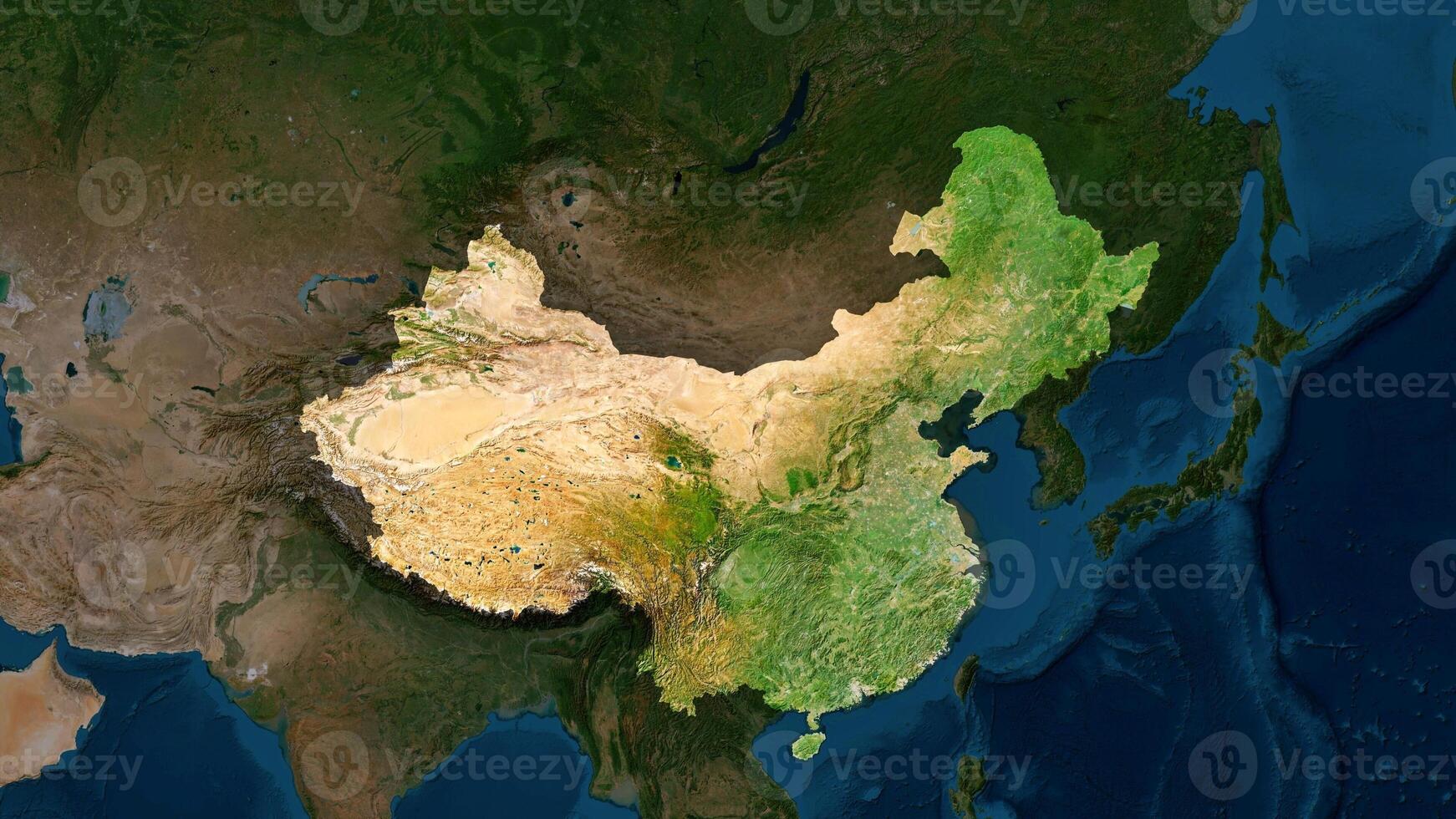 4K China Territory Map in Asia, High Resolution Satellite View, Widescreen 4K Resolution photo