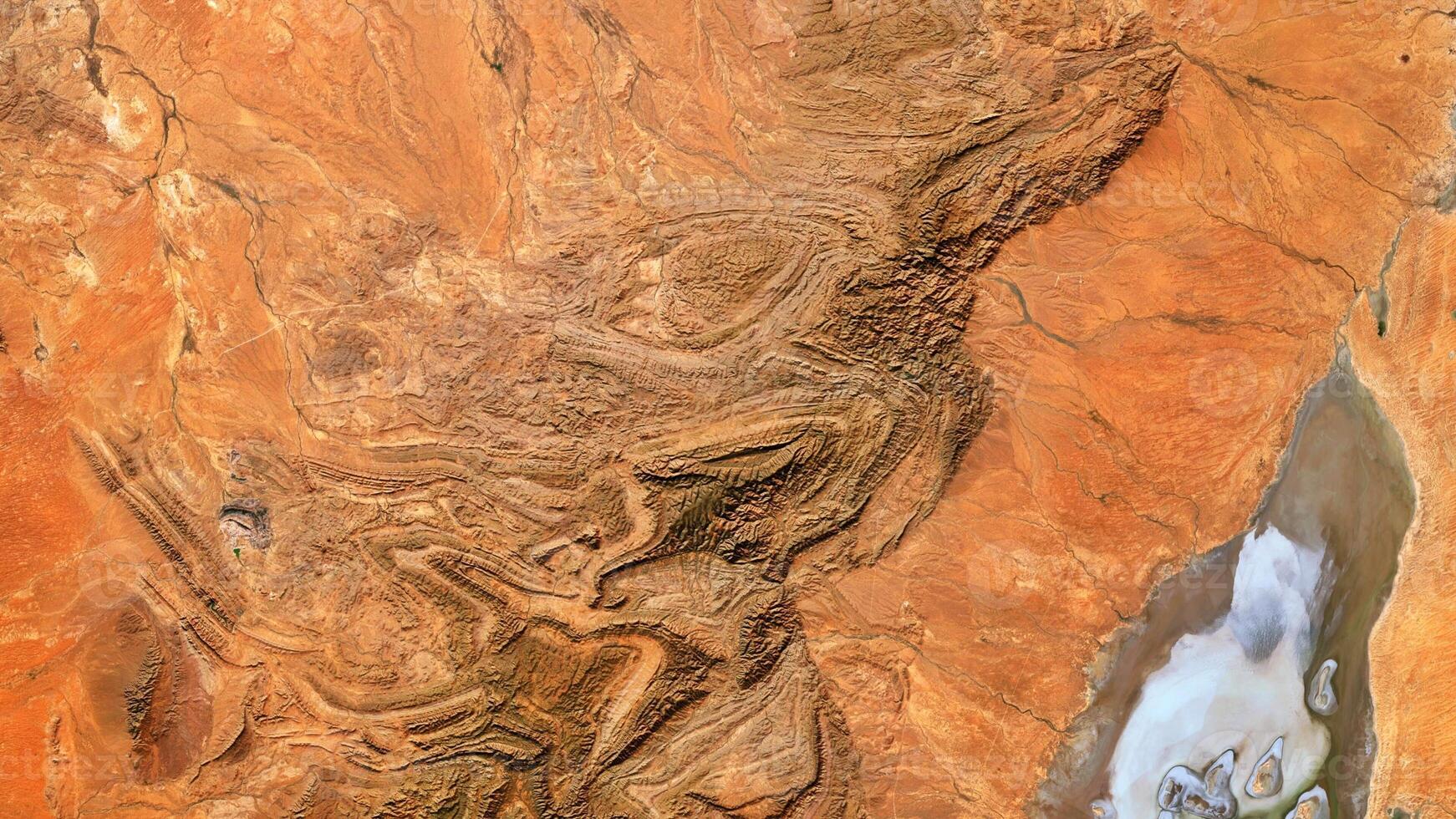 4K Vulkathunha Gammon Ranges National Park South Australia Map, High Resolution Satellite View With No Border, Widescreen 4K Resolution photo