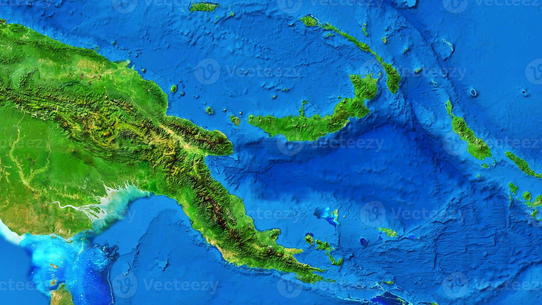 4K Papua New Guinea Map, High Resolution Satellite View With No Border, Widescreen 4K Resolution photo