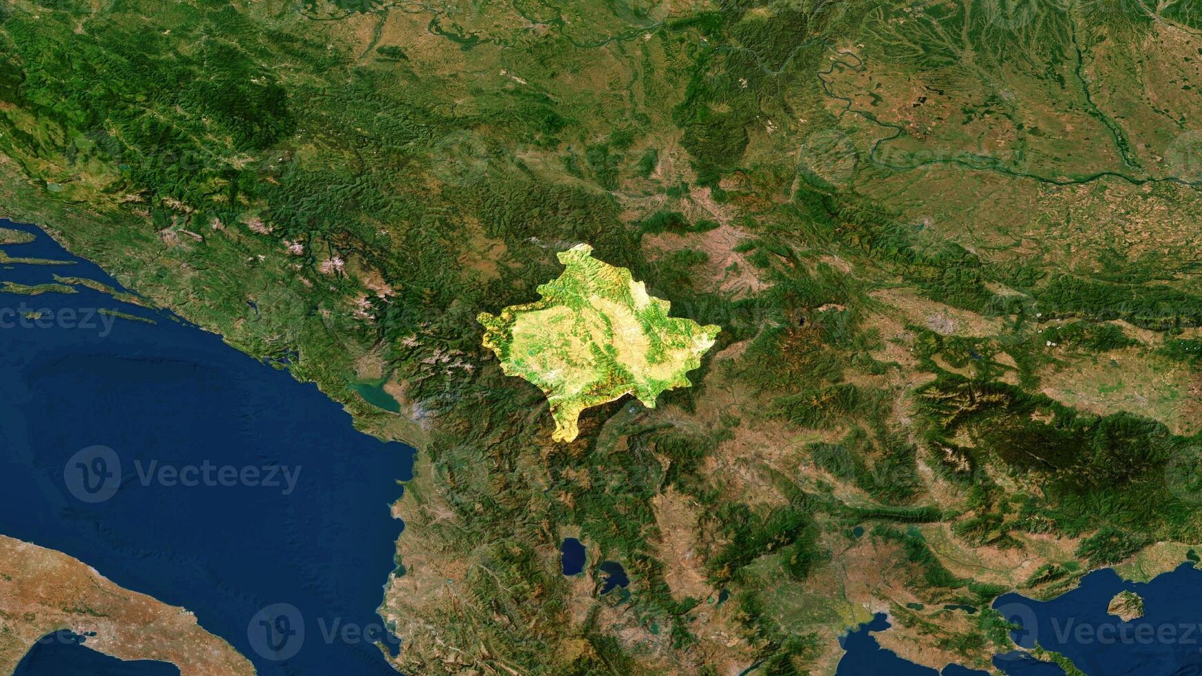 4K Kosovo Territory Map in Europe, High Resolution Satellite View, Widescreen 4K Resolution photo