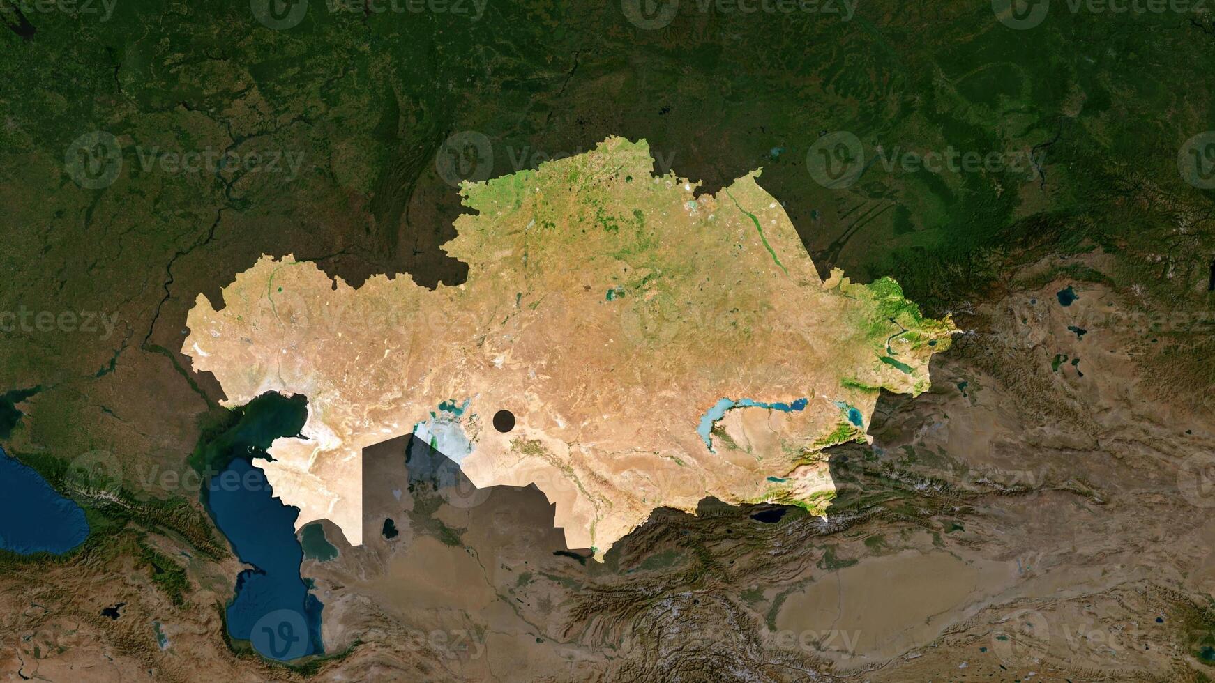4K Kazakhstan Territory Map in Asia, High Resolution Satellite View, Widescreen 4K Resolution photo