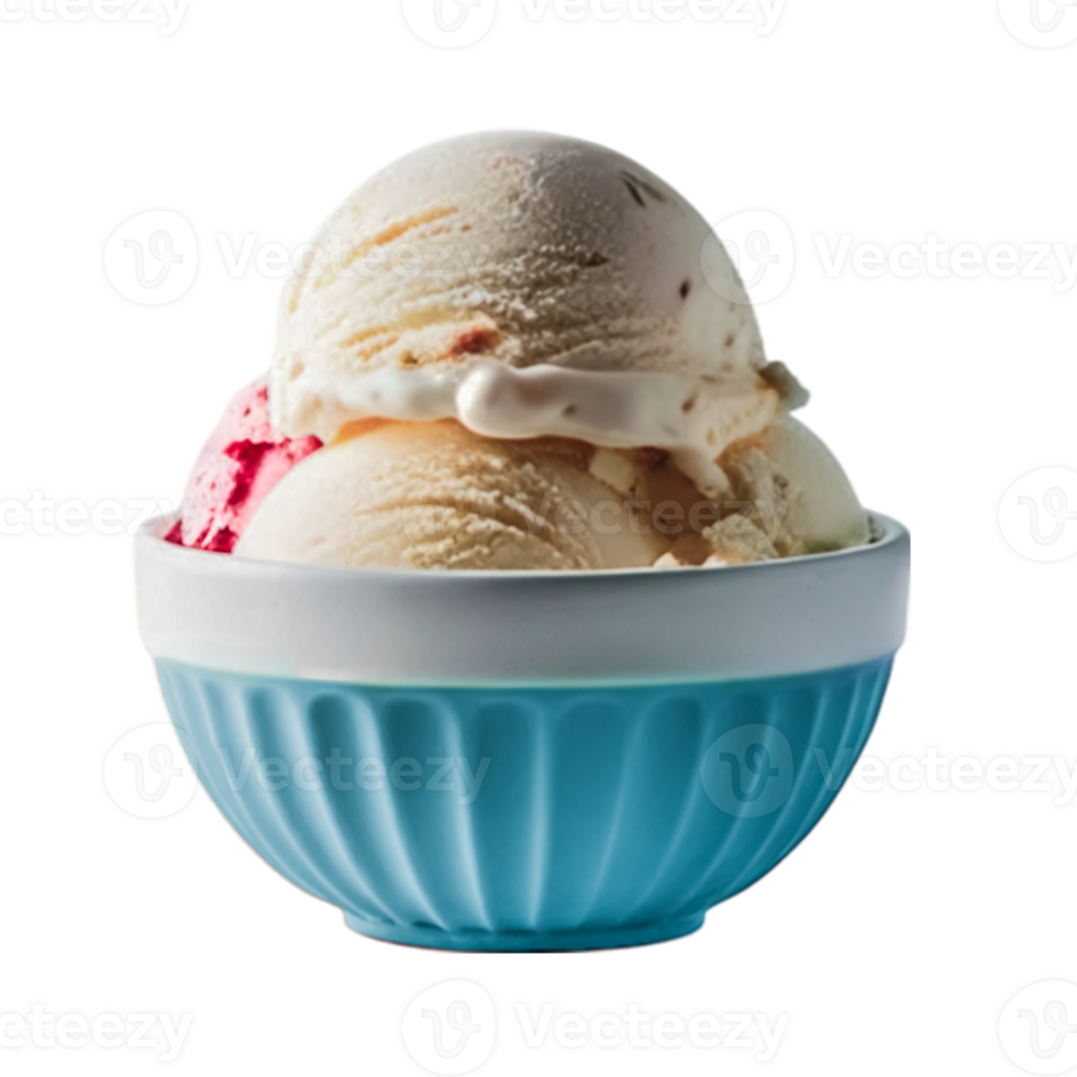 Vanilla and Strawberry ice cream in bowl png