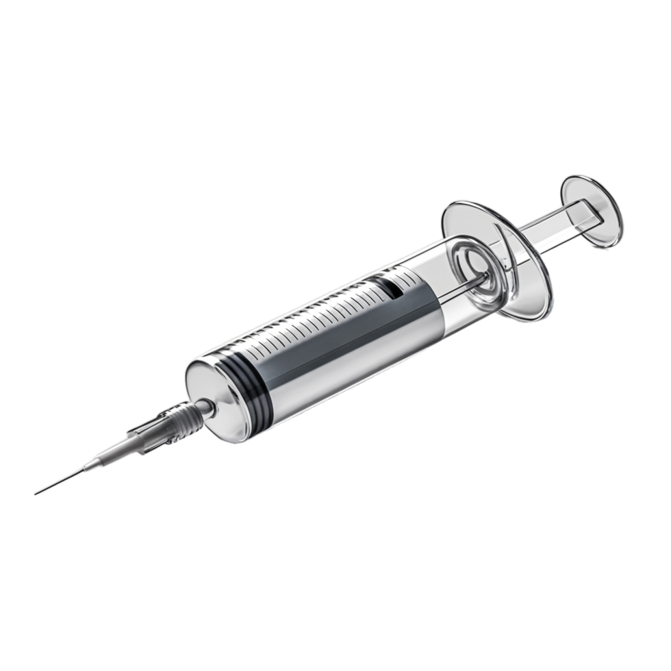 Medical syringe with needle png