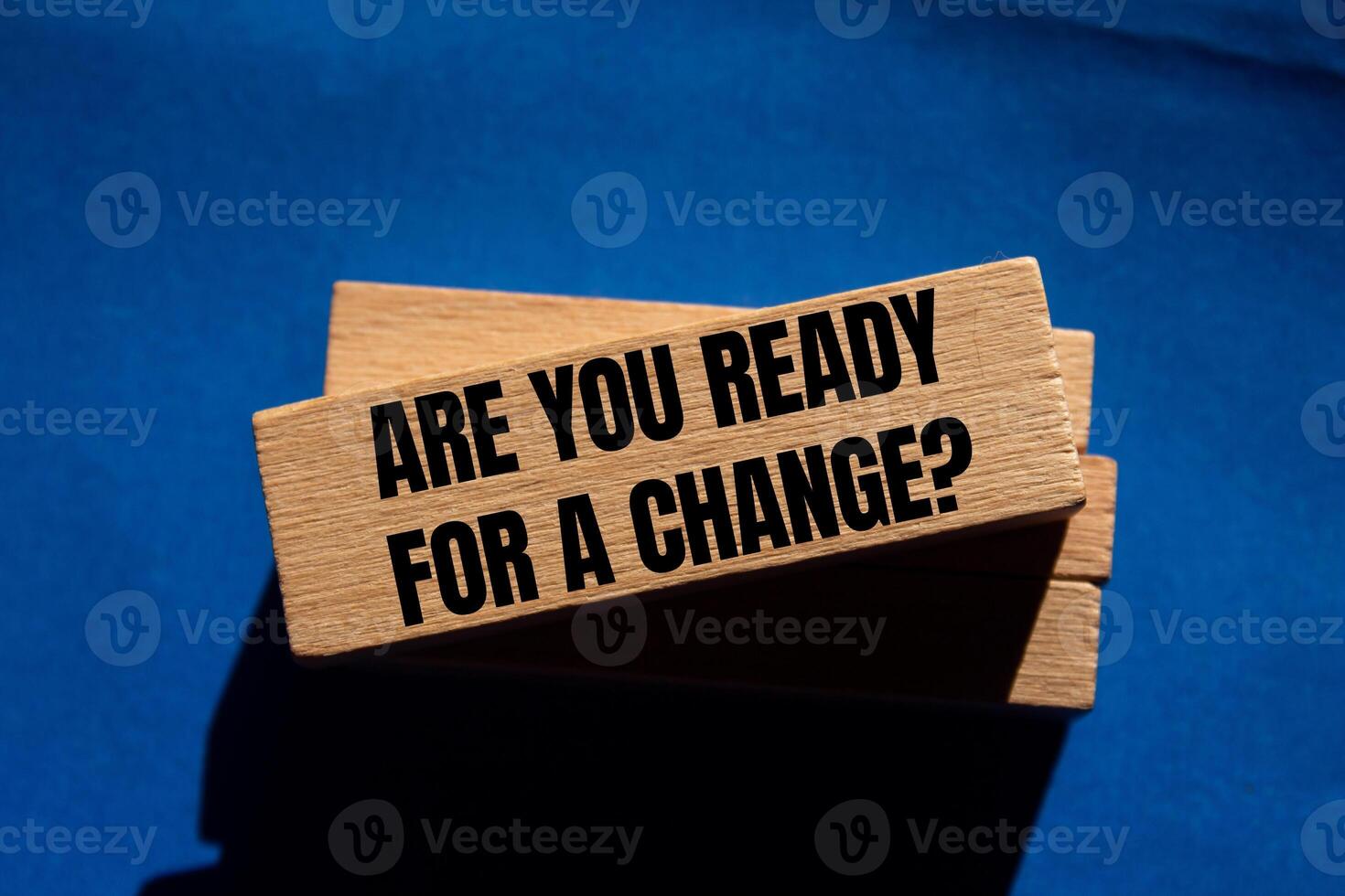 Are you ready for a change message written on wooden blocks with blue background. Conceptual are you ready for a change symbol. Copy space. photo