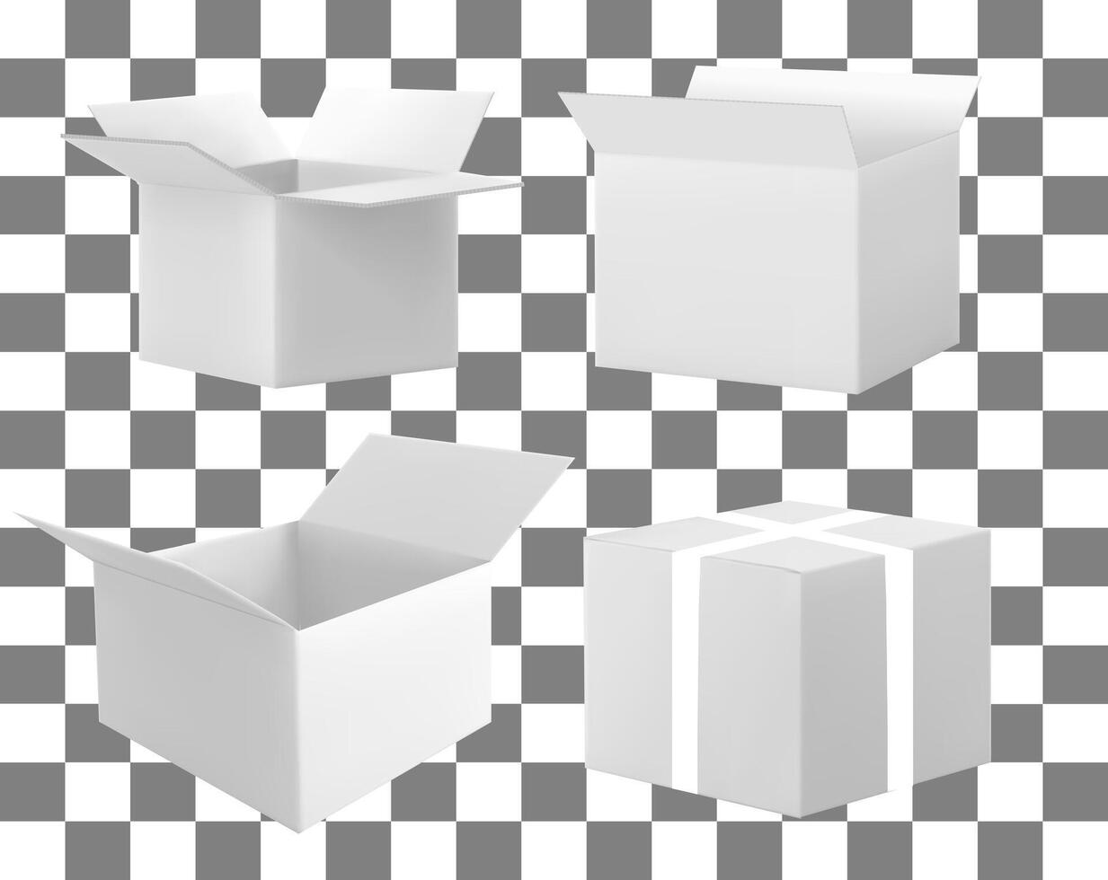 White cardboard box set. blank package product square box mockups container packages , Gradient Mesh vector
