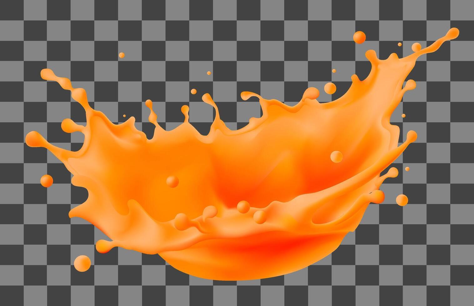 orange juice splash isolated on background. Realistic Gradient Mesh Clipping path. vector