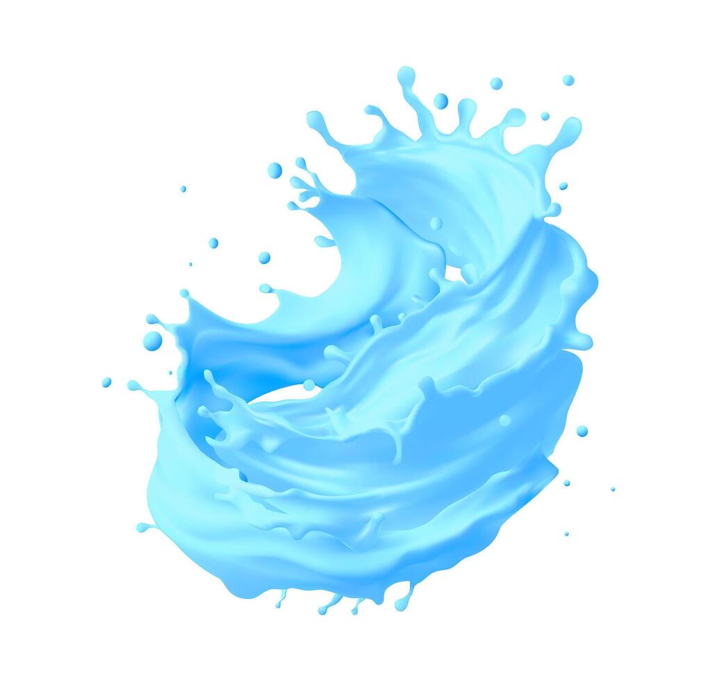 Blue liquid, Liquid water wave splash of blue flow swirl or pour spill, realistic Cold water Gradient Mesh vector