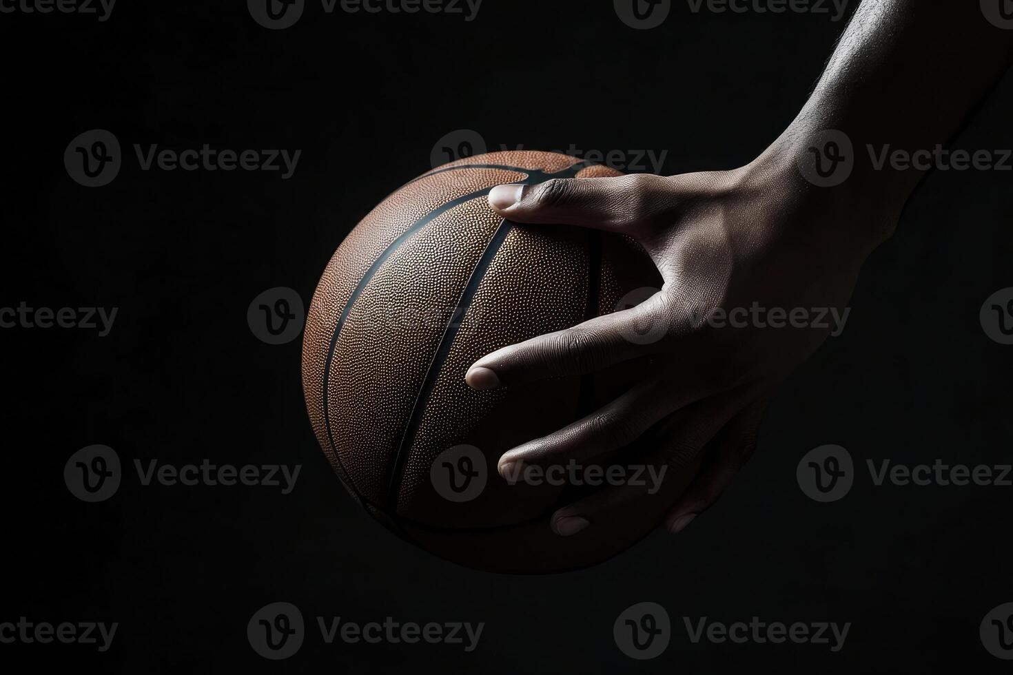 Dramatic Close up of Hand Holding Basketball Sport Game Competition Athlete photo