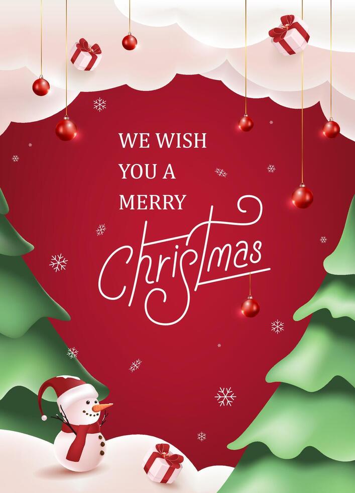 Merry christmas and happy new year banner card background Decorated with christmas tree and festive decoration vector