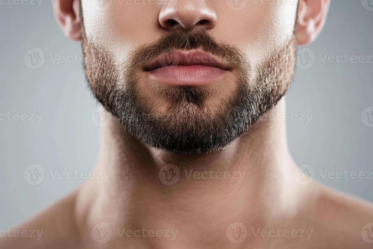 Man s Close up Beard Neck and Chin Skincare Grooming Masculinity photo