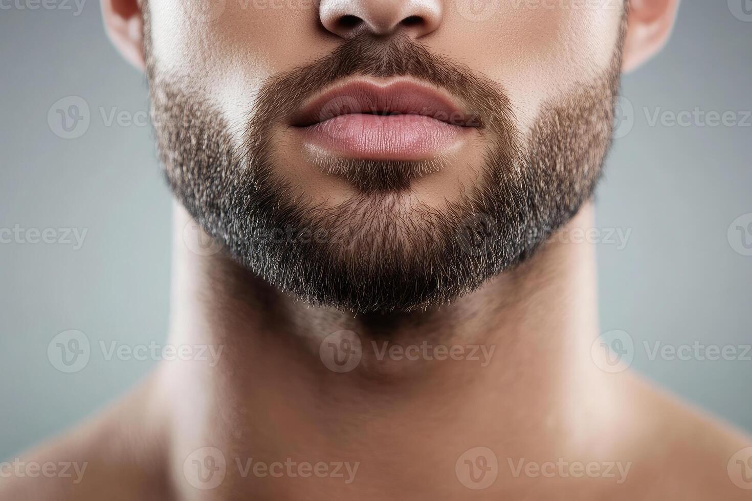 Close up Man s Beard Chin Neck Skincare Hair Masculine Grooming Beauty Facial Style Texture Smooth photo