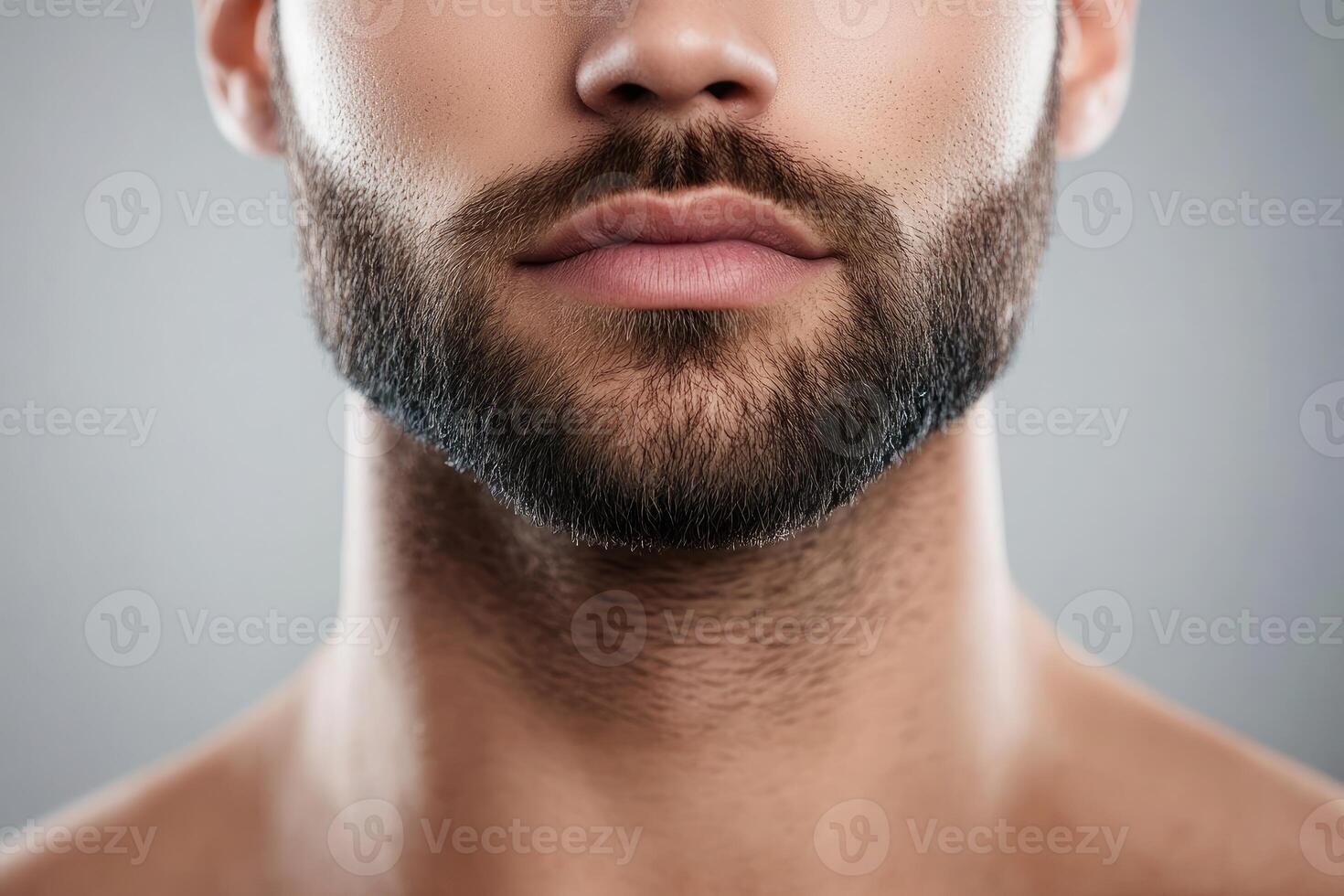 Close up of Man s Neck Beard and Chin Masculine Grooming Skincare Hair photo